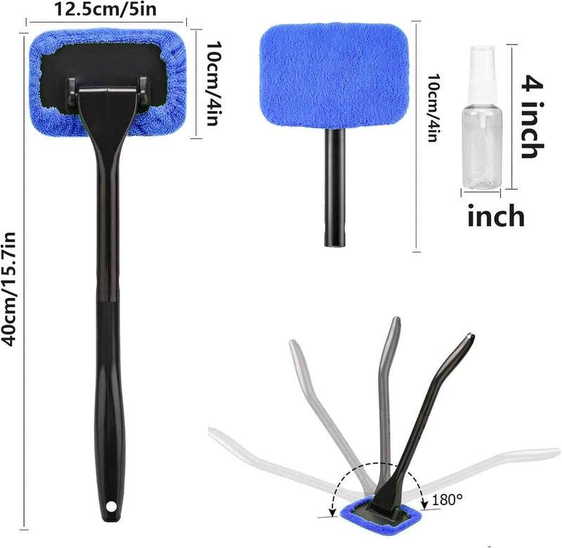 desin Car Windshield Cleaning Tool, Windshield Cleaner with 5 Washable and Reusable Microfiber Pads and Extendable Handle, for Auto Glass Wiper (Blue) - Image 2